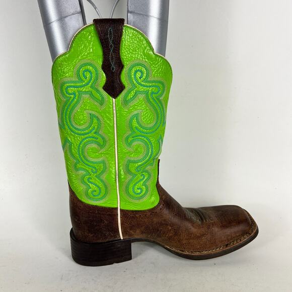 Ariat Quickdraw Western Boot Womens 5.5 Brown Lime Cowgirl Square Toe 10016311 - Picture 3 of 10